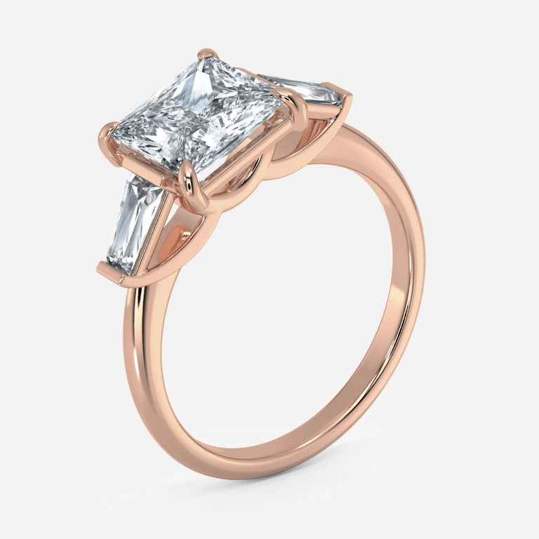 Jeraldine Princess Three Stone Engagement Ring 14K / 18K Solid Gold
