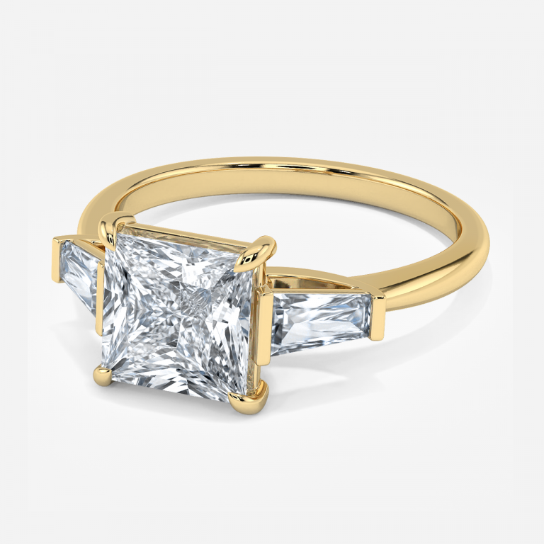 Jeraldine Princess Three Stone Engagement Ring 14K / 18K Solid Gold