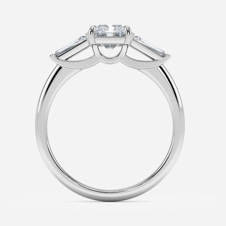 Jeraldine Radiant Three Stone Engagement Ring 14K / 18K Solid Gold