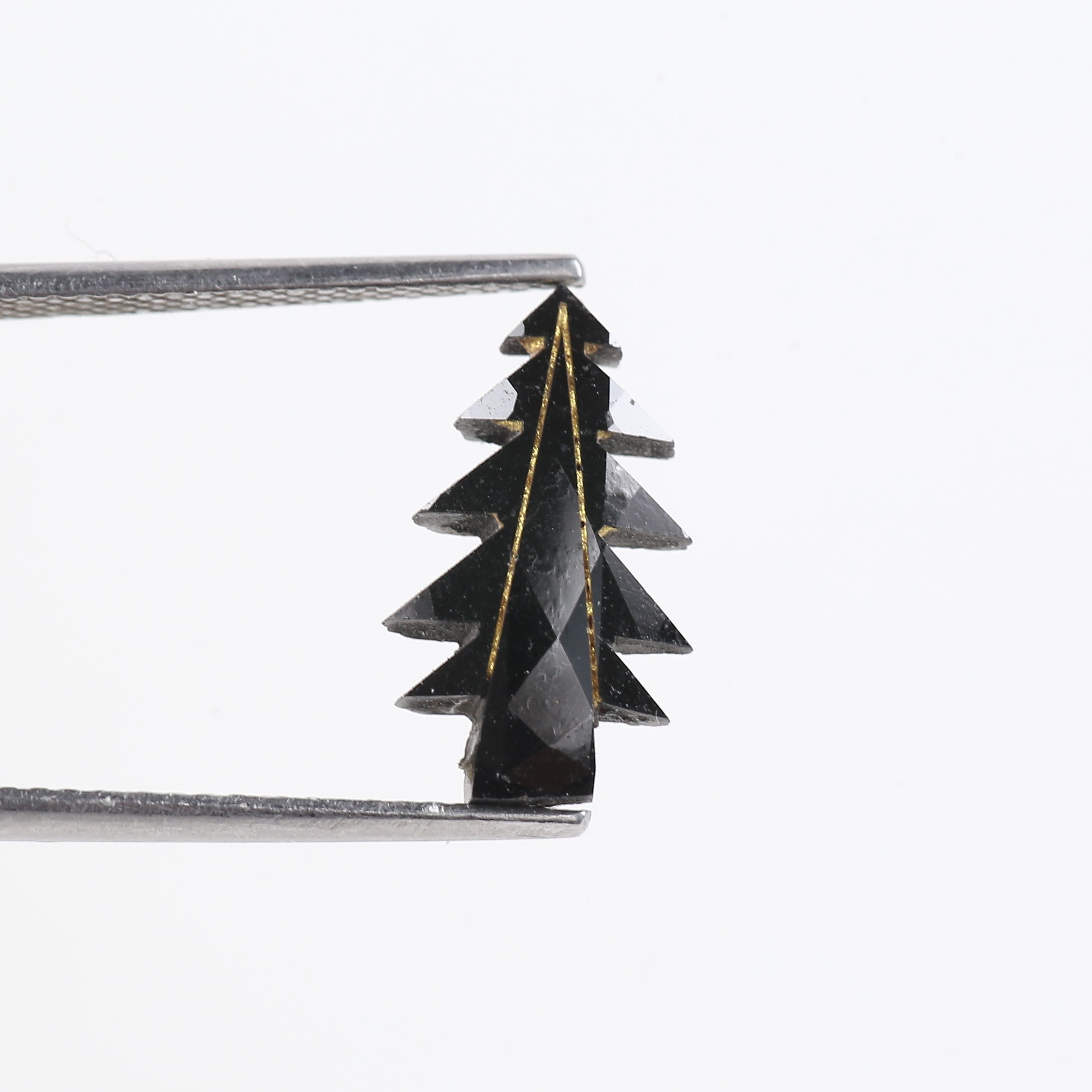 2.40 Carat Natural Christmas Tree Cut Black Diamond 14.19 MM