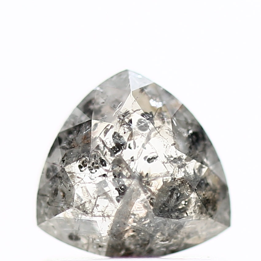 0.70 Carat 5.96 MM Natural Fancy Gray Trillion Salt and Pepper Diamond - Blackdiamond