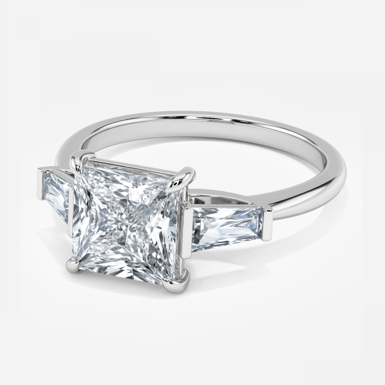 Jeraldine Princess Three Stone Engagement Ring 14K / 18K Solid Gold
