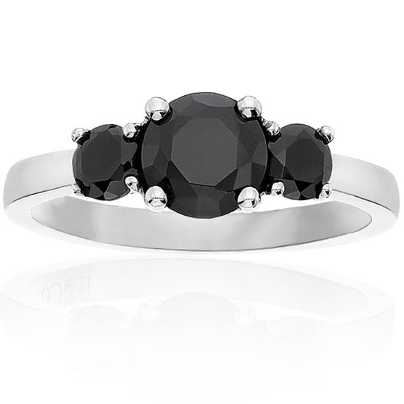 Three Stone Black Diamond Ring 14k Rose Gold - Blackdiamond