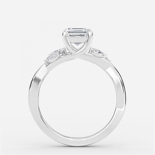 Aura Asscher Unique Diamond Engagement Ring 14K / 18K Solid Gold