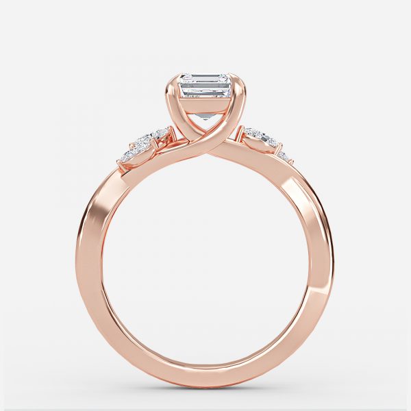 Aura Asscher Unique Diamond Engagement Ring 14K / 18K Solid Gold
