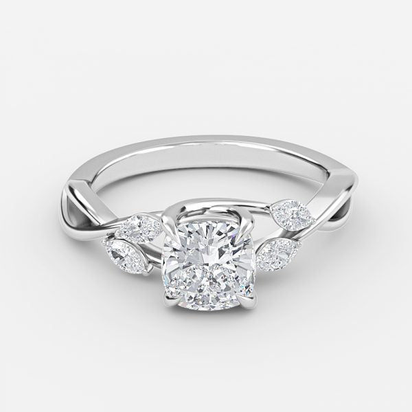 Aura Cushion Unique Diamond Engagement Ring 14K / 18K Solid Gold
