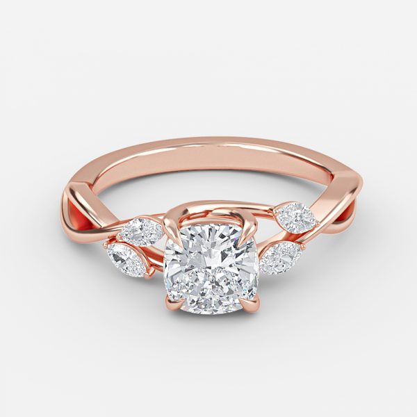 Aura Cushion Unique Diamond Engagement Ring 14K / 18K Solid Gold