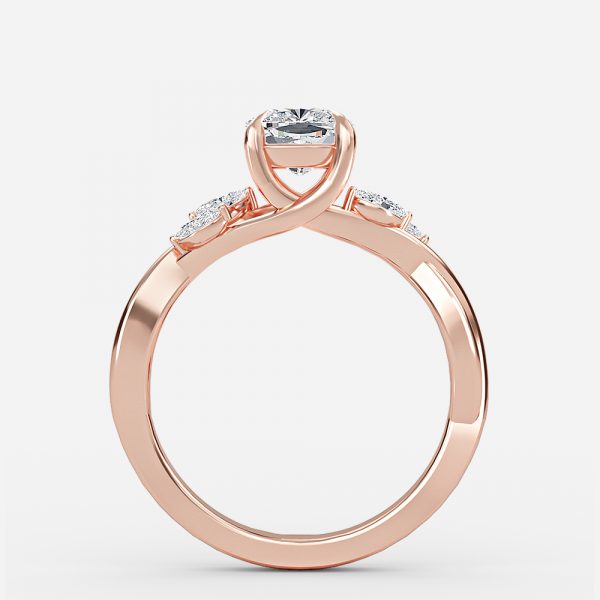 Aura Cushion Unique Diamond Engagement Ring 14K / 18K Solid Gold