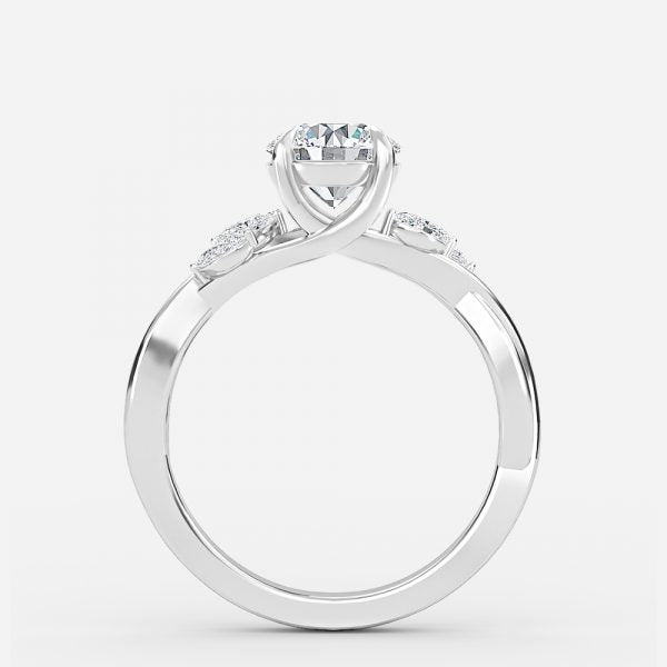Aura Round Unique Diamond Engagement Ring 14K / 18K Solid Gold