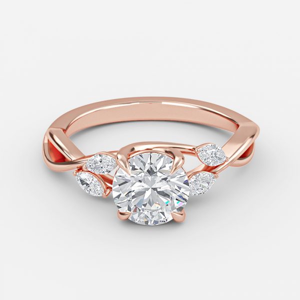 Aura Round Unique Diamond Engagement Ring 14K / 18K Solid Gold