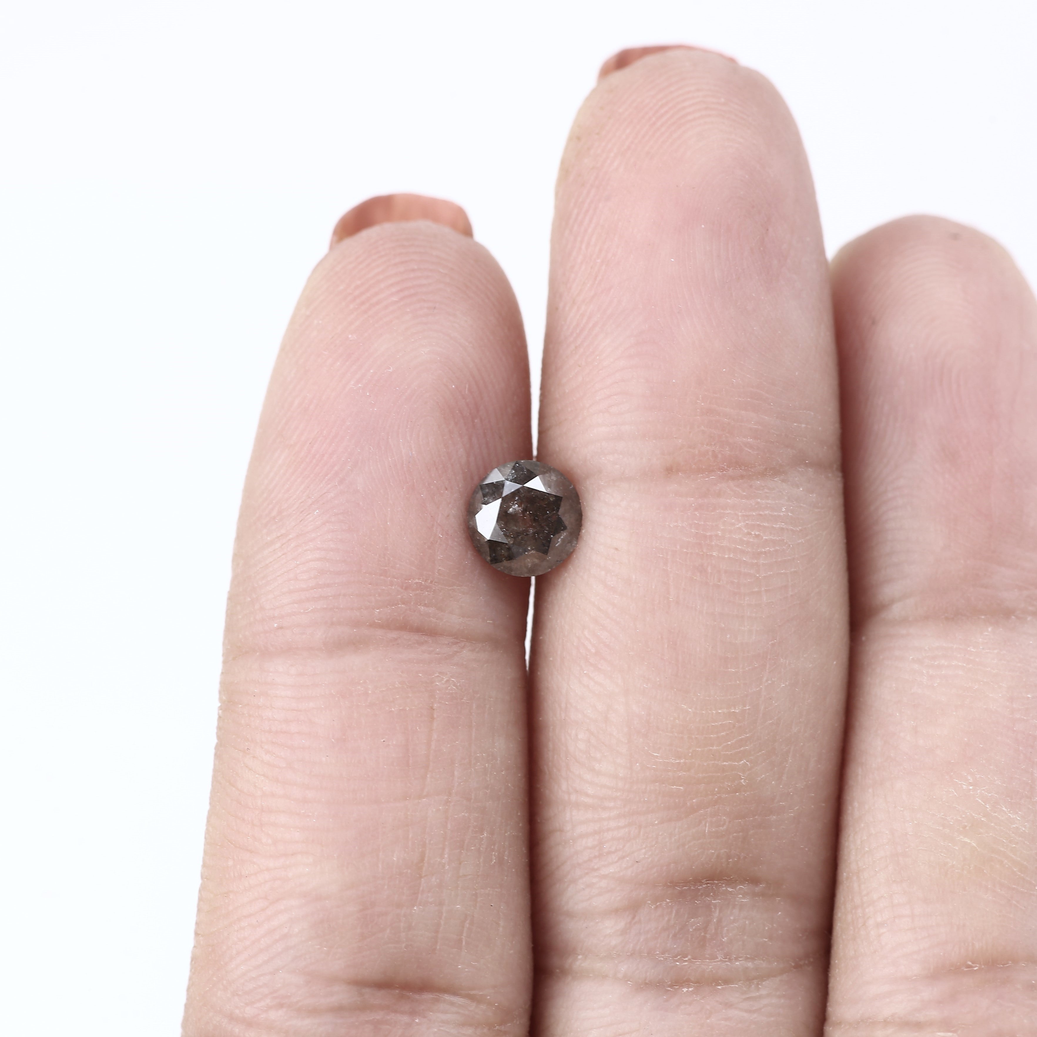 0.88 Ct Brown Grey Salt and Pepper Diamond 6 MM with Beautiful Earthy Inclusions