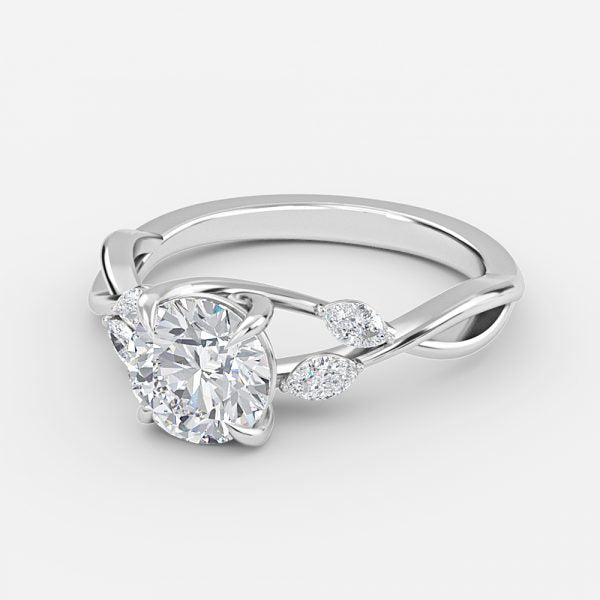 Aura Round Unique Diamond Engagement Ring 14K / 18K Solid Gold