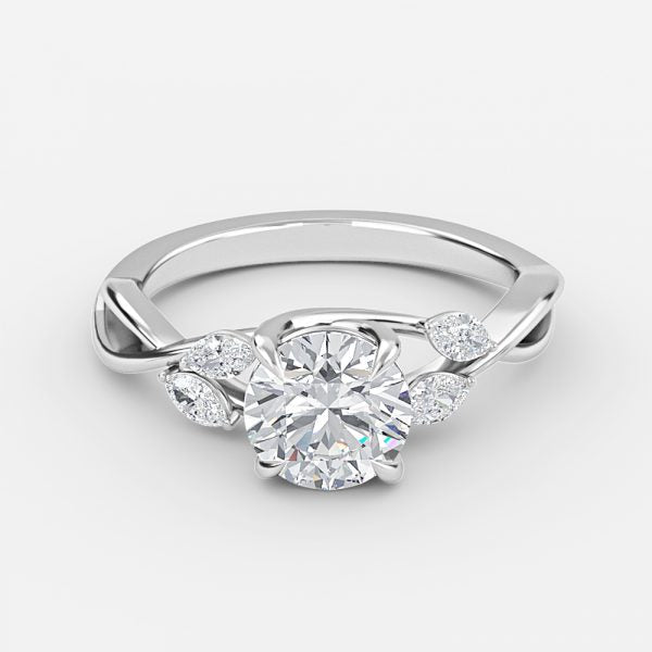 Aura Round Unique Diamond Engagement Ring 14K / 18K Solid Gold