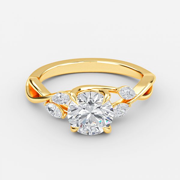 Aura Round Unique Diamond Engagement Ring 14K / 18K Solid Gold
