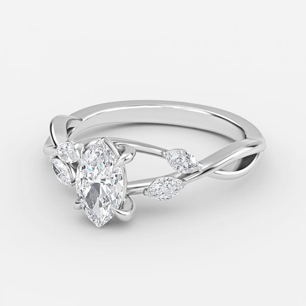 Aura Marquise Unique Diamond Engagement Ring 14K / 18K Solid Gold