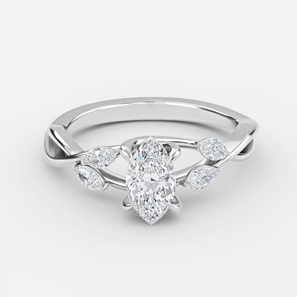 Aura Marquise Unique Diamond Engagement Ring 14K / 18K Solid Gold