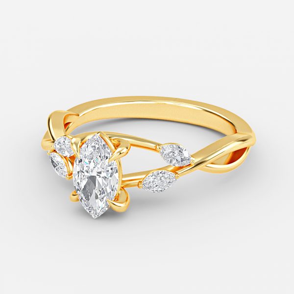 Aura Marquise Unique Diamond Engagement Ring 14K / 18K Solid Gold