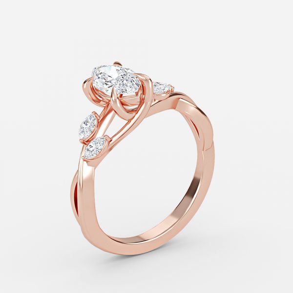 Aura Marquise Unique Diamond Engagement Ring 14K / 18K Solid Gold