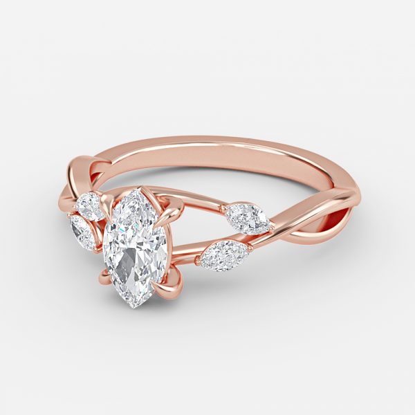 Aura Marquise Unique Diamond Engagement Ring 14K / 18K Solid Gold