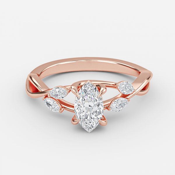 Aura Marquise Unique Diamond Engagement Ring 14K / 18K Solid Gold