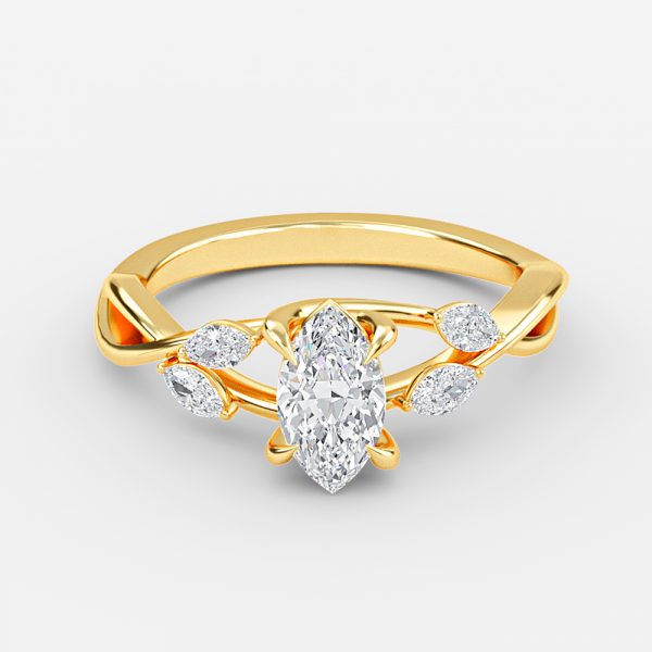 Aura Marquise Unique Diamond Engagement Ring 14K / 18K Solid Gold