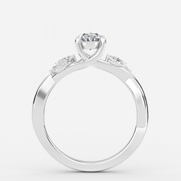Aura Oval Unique Diamond Engagement Ring 14K / 18K Solid Gold
