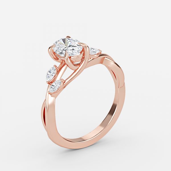 Aura Oval Unique Diamond Engagement Ring 14K / 18K Solid Gold