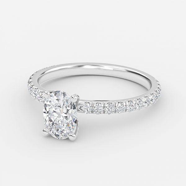 Jose Oval Unique Diamond Engagement Ring 14K / 18K Solid Gold