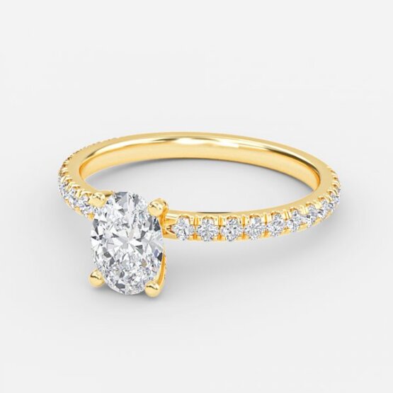 Jose Oval Unique Diamond Engagement Ring 14K / 18K Solid Gold