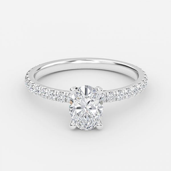Jose Oval Unique Diamond Engagement Ring 14K / 18K Solid Gold