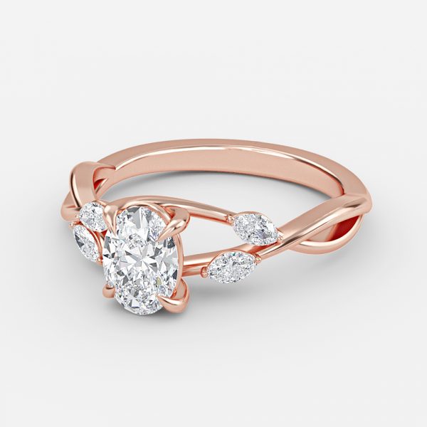 Aura Oval Unique Diamond Engagement Ring 14K / 18K Solid Gold