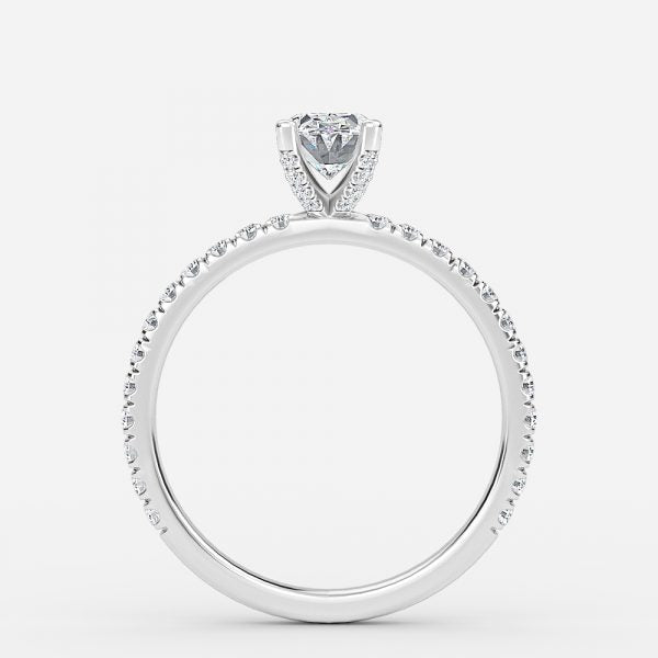 Jose Oval Unique Diamond Engagement Ring 14K / 18K Solid Gold