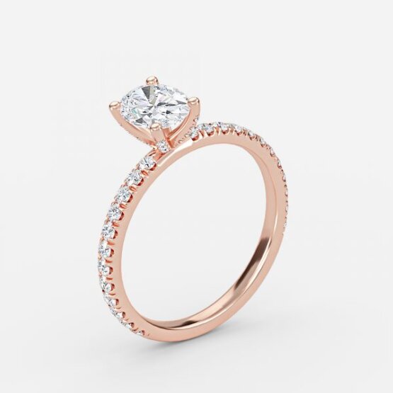 Jose Oval Unique Diamond Engagement Ring 14K / 18K Solid Gold