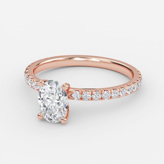 Jose Oval Unique Diamond Engagement Ring 14K / 18K Solid Gold