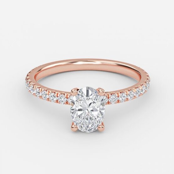 Jose Oval Unique Diamond Engagement Ring 14K / 18K Solid Gold