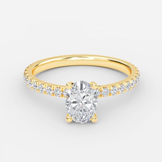 Jose Oval Unique Diamond Engagement Ring 14K / 18K Solid Gold