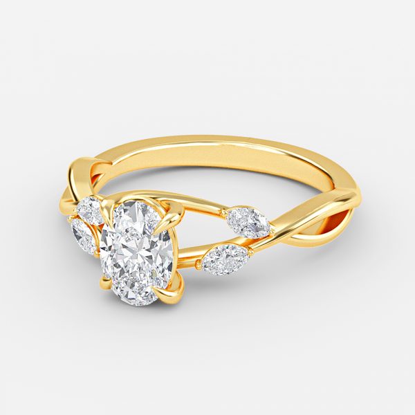 Aura Oval Unique Diamond Engagement Ring 14K / 18K Solid Gold