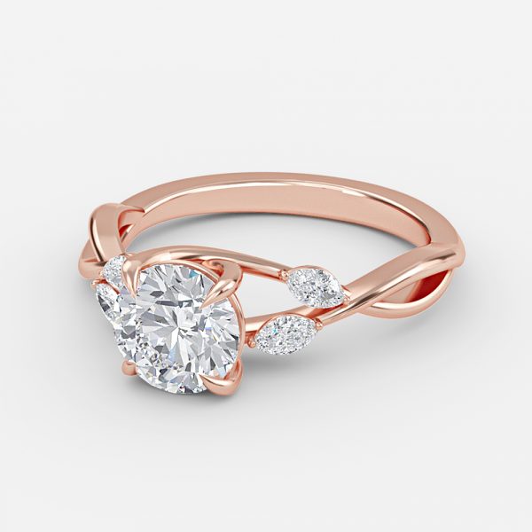 Aura Round Unique Diamond Engagement Ring 14K / 18K Solid Gold