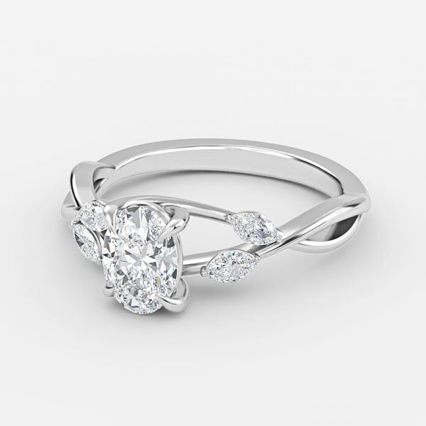 Aura Oval Unique Diamond Engagement Ring 14K / 18K Solid Gold