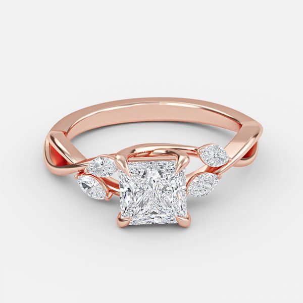 Aura Princess Unique Diamond Engagement Ring 14K / 18K Solid Gold