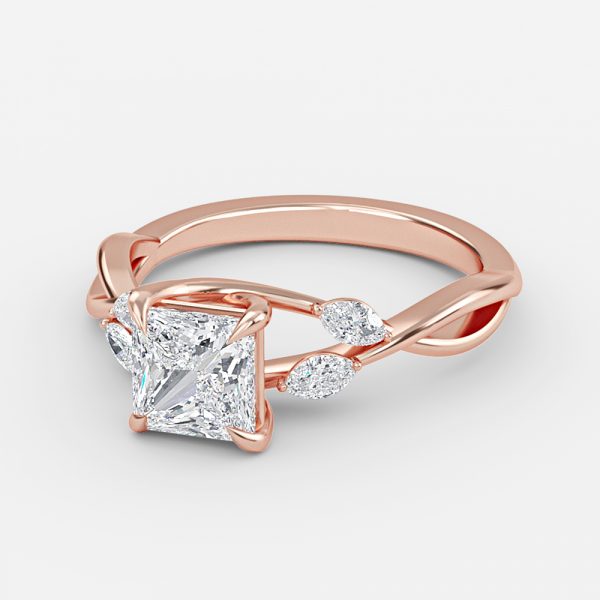 Aura Princess Unique Diamond Engagement Ring 14K / 18K Solid Gold