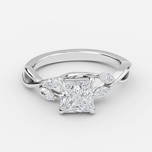 Aura Princess Unique Diamond Engagement Ring 14K / 18K Solid Gold