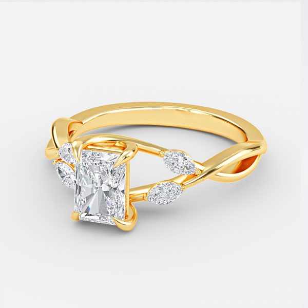 Aura Radiant Unique Diamond Engagement Ring 14K / 18K Solid Gold