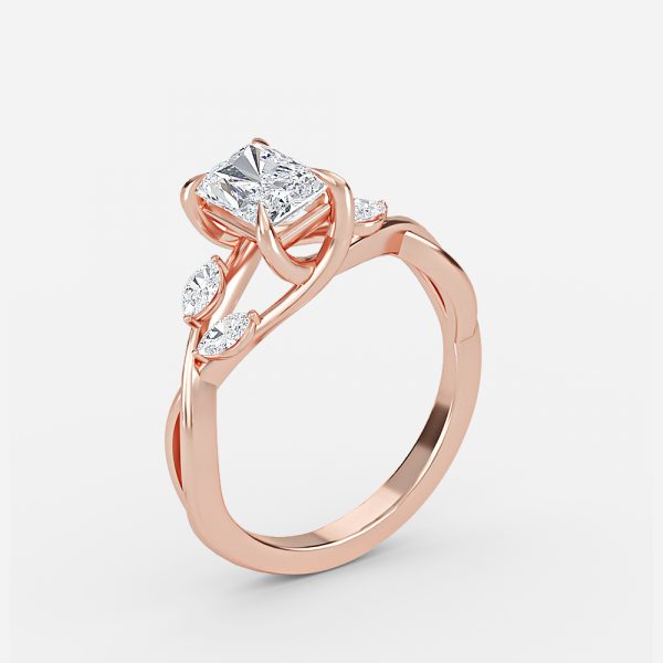 Aura Radiant Unique Diamond Engagement Ring 14K / 18K Solid Gold