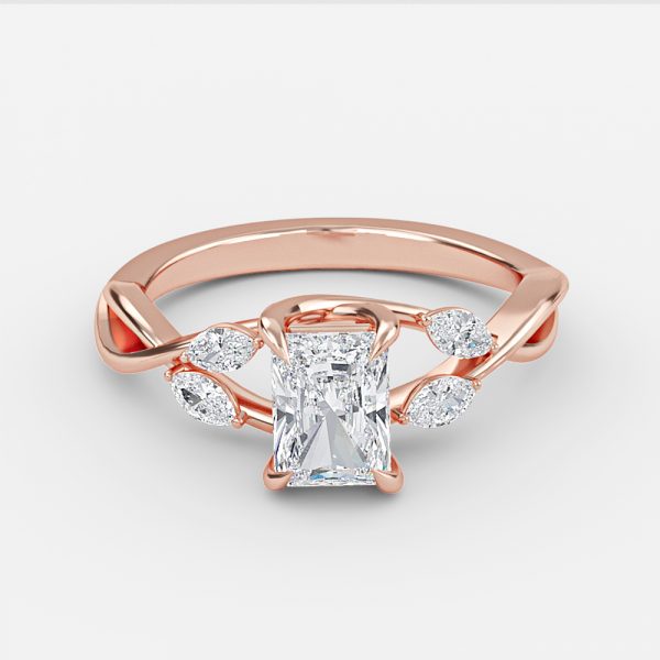 Aura Radiant Unique Diamond Engagement Ring 14K / 18K Solid Gold
