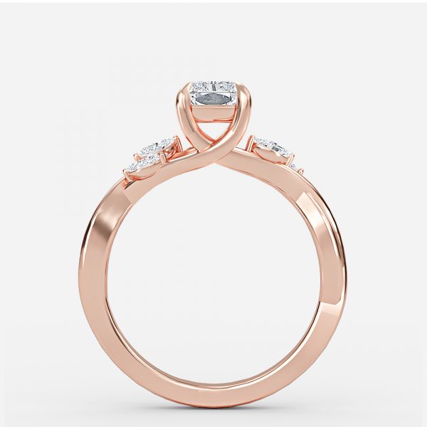 Aura Radiant Unique Diamond Engagement Ring 14K / 18K Solid Gold