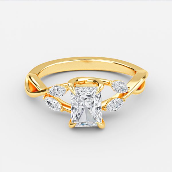 Aura Radiant Unique Diamond Engagement Ring 14K / 18K Solid Gold