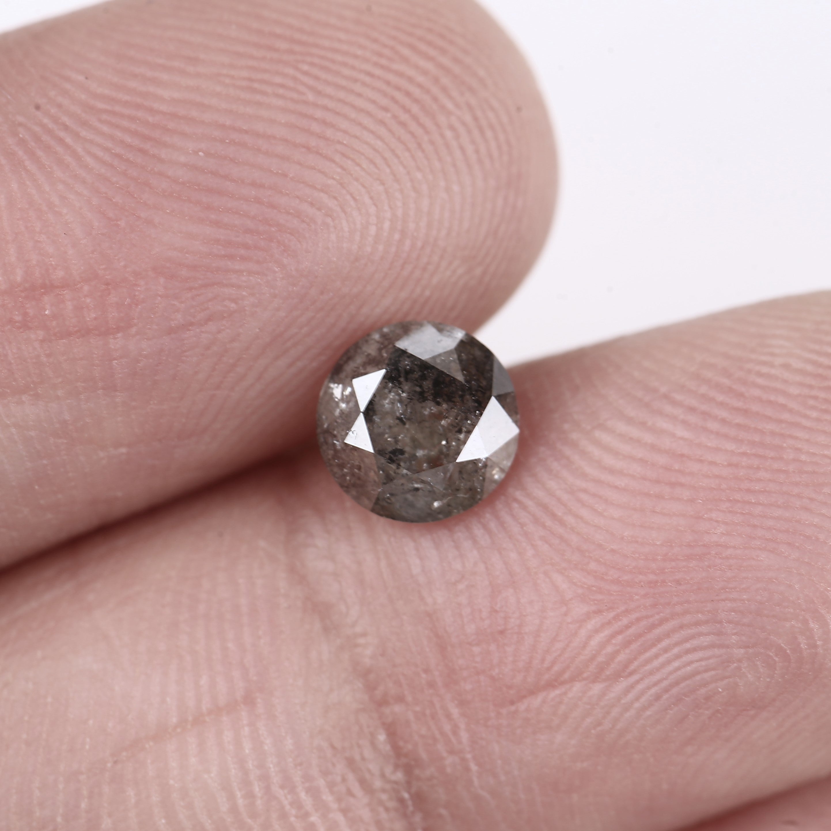 0.93 Ct Round Salt and Pepper Gray Diamond 6.18 MM for Engagement Rings