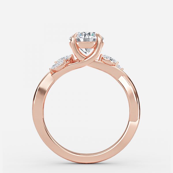 Aura Round Unique Diamond Engagement Ring 14K / 18K Solid Gold