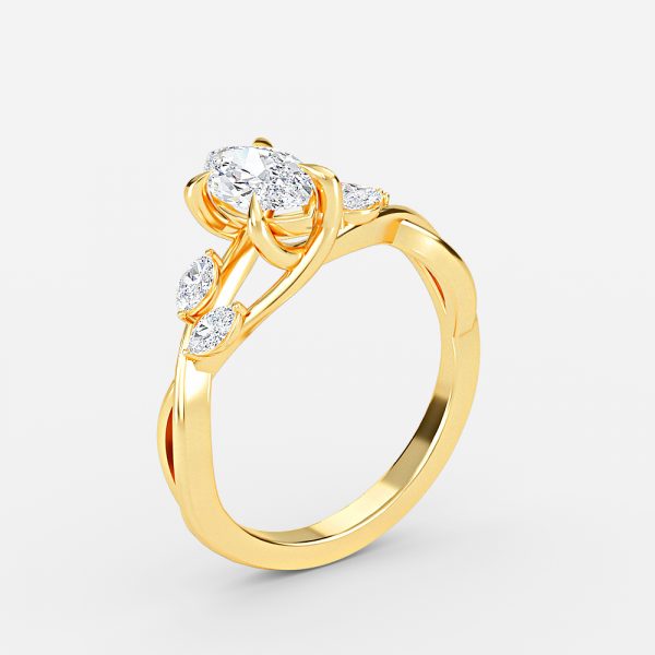 Aura Marquise Unique Diamond Engagement Ring 14K / 18K Solid Gold
